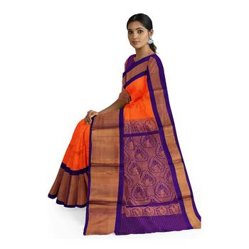 Light orange hand woven andhra pradesh handloom saree with blouse 2