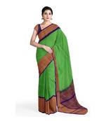 Green hand woven andhra pradesh handloom saree with blouse