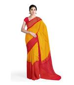 Yellow hand woven andhra pradesh handloom saree with blouse