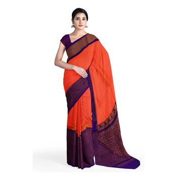 Light pink hand woven andhra pradesh handloom saree with blouse 1