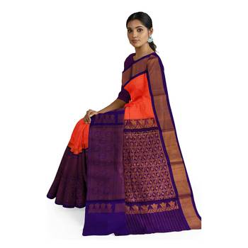Light pink hand woven andhra pradesh handloom saree with blouse 2