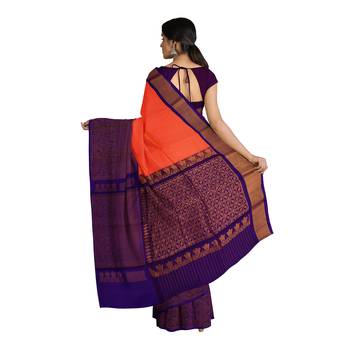 Light pink hand woven andhra pradesh handloom saree with blouse 3