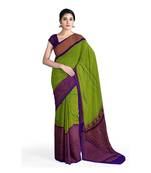 Light green hand woven andhra pradesh handloom saree with blouse