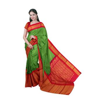 Light green hand woven andhra pradesh handloom saree with blouse 1