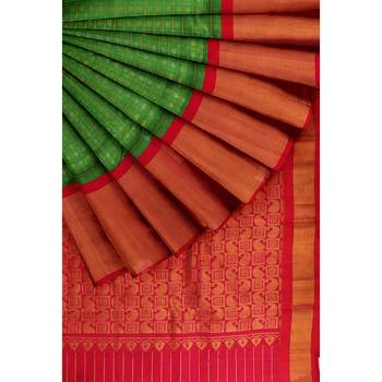 Light green hand woven andhra pradesh handloom saree with blouse 4
