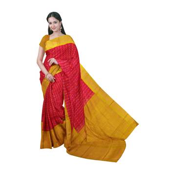 Pink hand woven andhra pradesh handloom saree with blouse 1