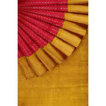 Pink hand woven andhra pradesh handloom saree with blouse 4