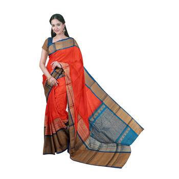 Light pink hand woven andhra pradesh handloom saree with blouse 1