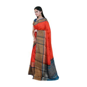 Light pink hand woven andhra pradesh handloom saree with blouse 2