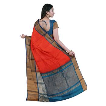 Light pink hand woven andhra pradesh handloom saree with blouse 3