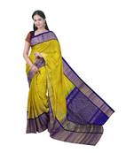 Yellow hand woven andhra pradesh handloom saree with blouse