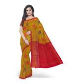 Yellow hand woven andhra pradesh handloom saree with blouse