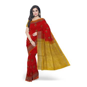 Mustard hand woven andhra pradesh handloom saree with blouse 1