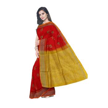 Mustard hand woven andhra pradesh handloom saree with blouse 2