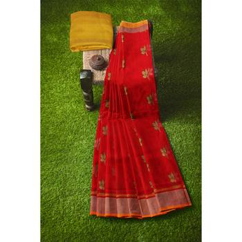 Mustard hand woven andhra pradesh handloom saree with blouse 4