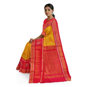 Yellow hand woven andhra pradesh handloom saree with blouse 2