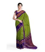 Green hand woven andhra pradesh handloom saree with blouse