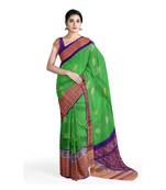 Green hand woven andhra pradesh handloom saree with blouse