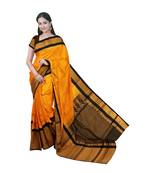 Mustard hand woven andhra pradesh handloom saree with blouse