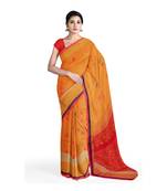 Light brown hand woven andhra pradesh handloom saree with blouse