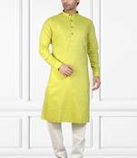 Green plain cotton kurta-pajama
