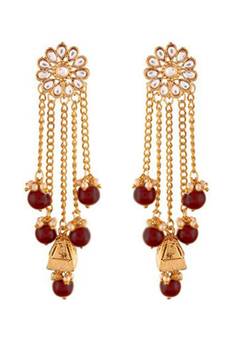 Gold Plated Pearl & Kundan Earrings for Women