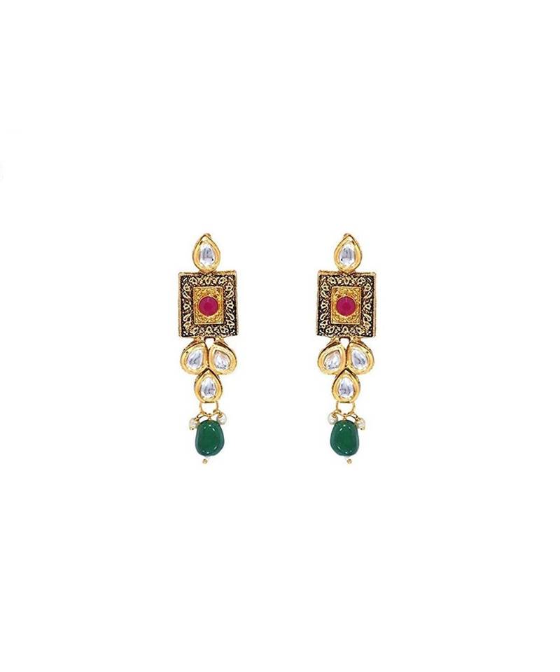 Traditional Gold Plated Kundan & Beads Choker Necklace Jewellery Set for Women