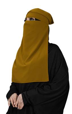 JSDC Women's Georgette Plain Single Layer Cap Niqab Nosepiece Hijab 3