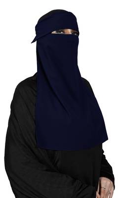 JSDC Women Bubble Georgette Plain Single Layer Cap Niqab Nosepiece Hijab 1