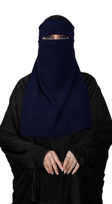 JSDC Women Bubble Georgette Plain Single Layer Cap Niqab Nosepiece Hijab 2