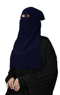 JSDC Women Bubble Georgette Plain Single Layer Cap Niqab Nosepiece Hijab 3