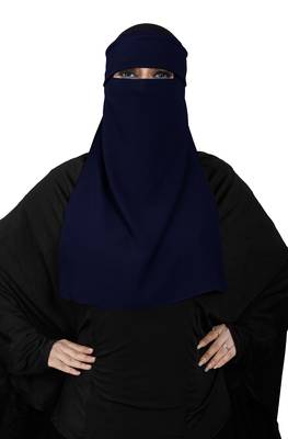 JSDC Women Bubble Georgette Plain Single Layer Cap Niqab Nosepiece Hijab 4