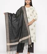 Women's Cream Cotton Printed A-line Kurta plazzo