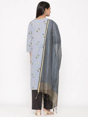Women's Grey Cotton Printed A-line Kurta plazzo 3