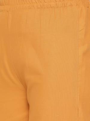 Women's Mustard Cotton Printed A-line Kurta plazzo 6