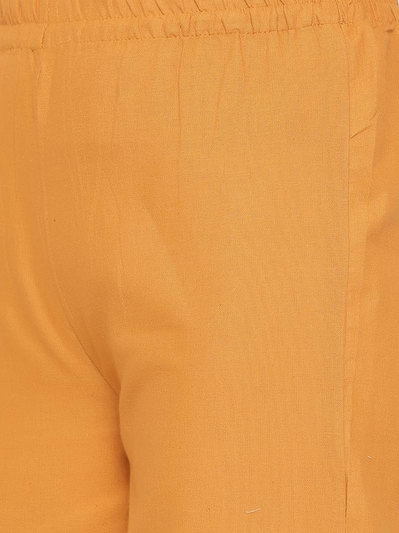 Women's Mustard Cotton Printed A-line Kurta plazzo