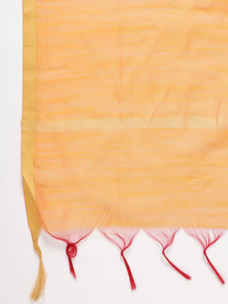 Women's Mustard Cotton Printed A-line Kurta plazzo