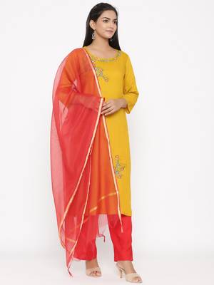 Women's Mustard Cotton Printed A-line Kurta plazzo 4
