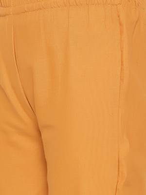Women's Mustard Cotton Printed A-line Kurta plazzo 6