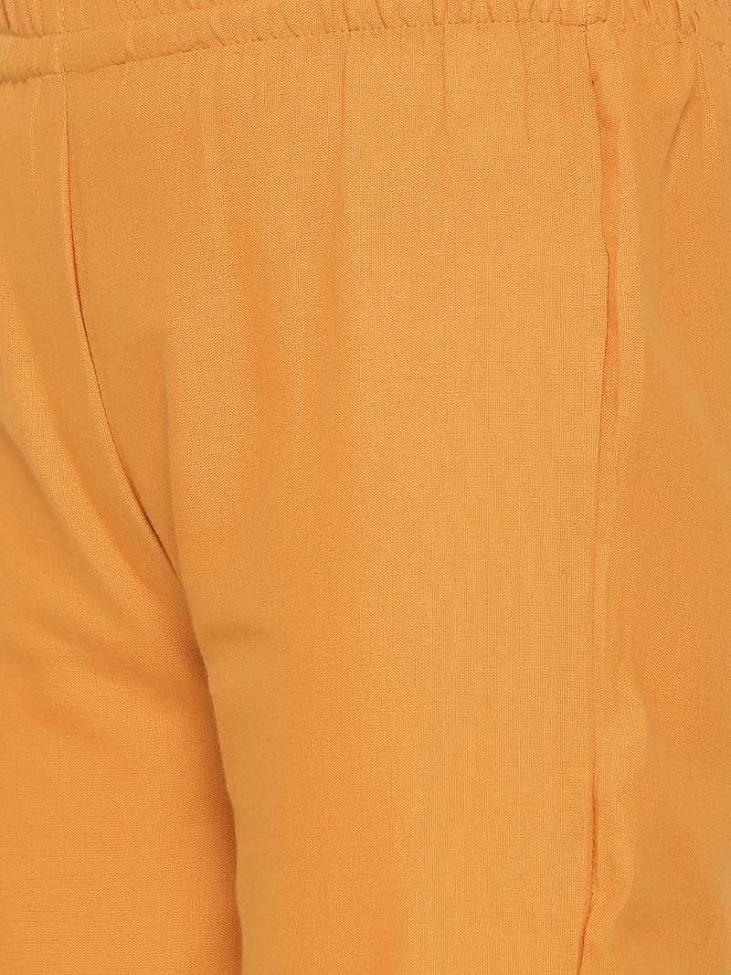 Women's Mustard Cotton Printed A-line Kurta plazzo