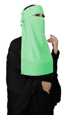 JSDC Women Bubble Georgette Plain Single Layer Cap Niqab Nosepiece Hijab 1