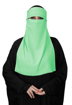 JSDC Women Bubble Georgette Plain Single Layer Cap Niqab Nosepiece Hijab 2