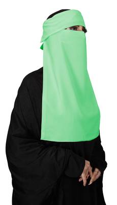 JSDC Women Bubble Georgette Plain Single Layer Cap Niqab Nosepiece Hijab 3