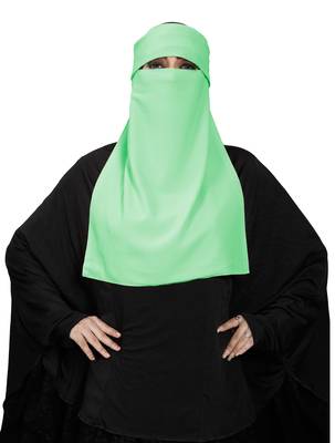 JSDC Women Bubble Georgette Plain Single Layer Cap Niqab Nosepiece Hijab 4