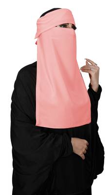 JSDC Women Bubble Georgette Plain Single Layer Cap Niqab Nosepiece Hijab 1