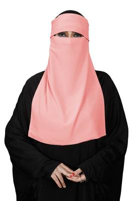 JSDC Women Bubble Georgette Plain Single Layer Cap Niqab Nosepiece Hijab 2