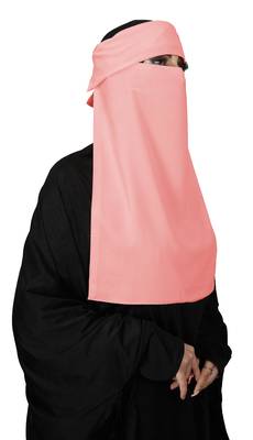 JSDC Women Bubble Georgette Plain Single Layer Cap Niqab Nosepiece Hijab 3
