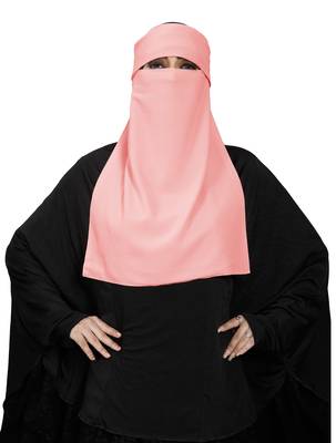 JSDC Women Bubble Georgette Plain Single Layer Cap Niqab Nosepiece Hijab 4