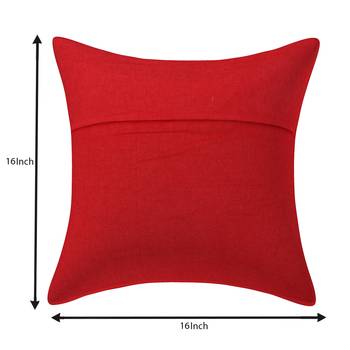 red polyester Cotton Assorted kantha work Floral Print Cushion cover 2