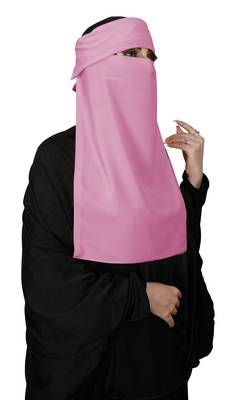 JSDC Women Bubble Georgette Plain Single Layer Cap Niqab Nosepiece Hijab 1